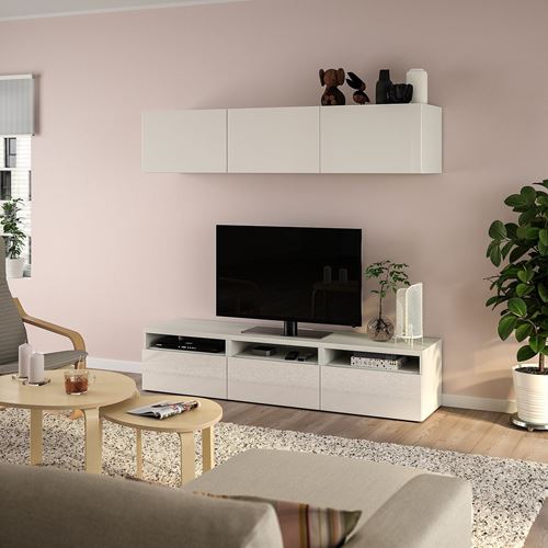 BESTÅ tv ünitesi, beyaz, 180x42x185 cm, SELSVIKEN