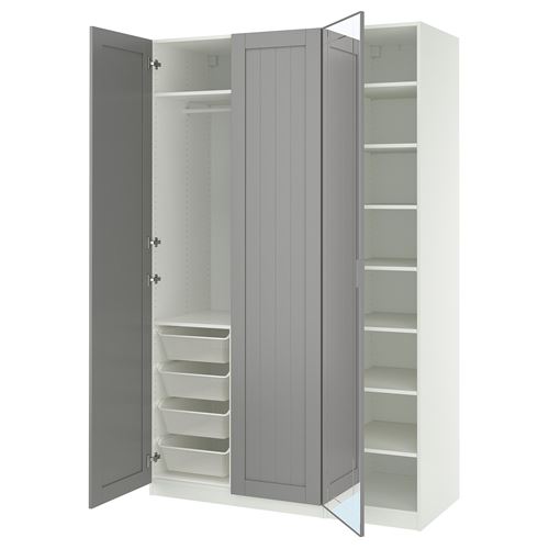 PAX/KAMMARTORP/GULLABERG PAX gardırop, beyaz-aynalı cam, 150x60x236 cm