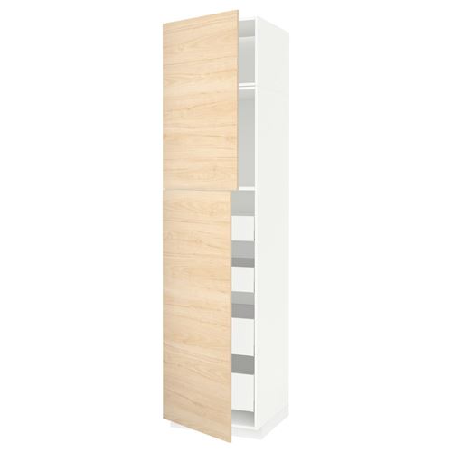 METOD/MAXIMERA mutfak boy dolabı, ASKERSUND açık dişbudak görünümlü, 60x60x240 cm, 2 kapaklı ve 4 çekmeceli