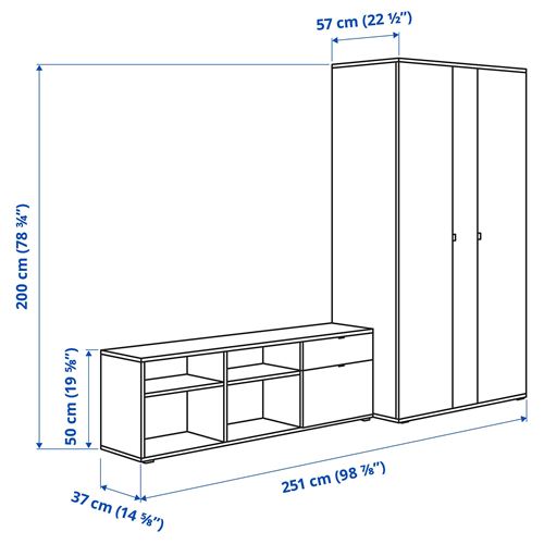 VIHALS dolap kombinasyonu, beyaz, 200x57x200 cm