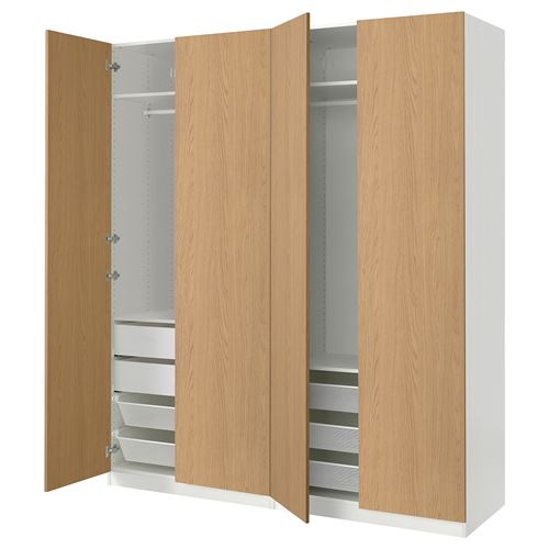PAX/STORKLINTA PAX gardırop, beyaz-meşe görünümlü, 200x66x236 cm