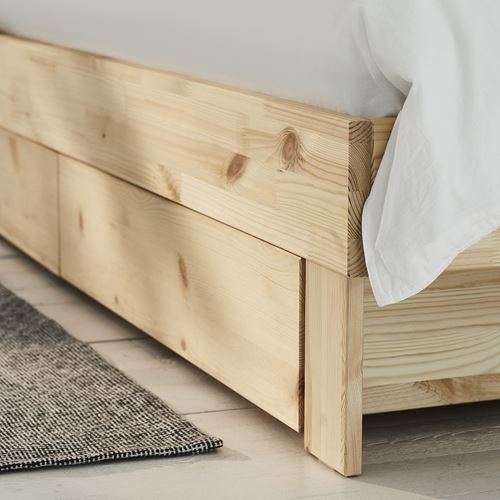 GLAMBERGET çift kişilik karyola, çam, 80-160x200 cm