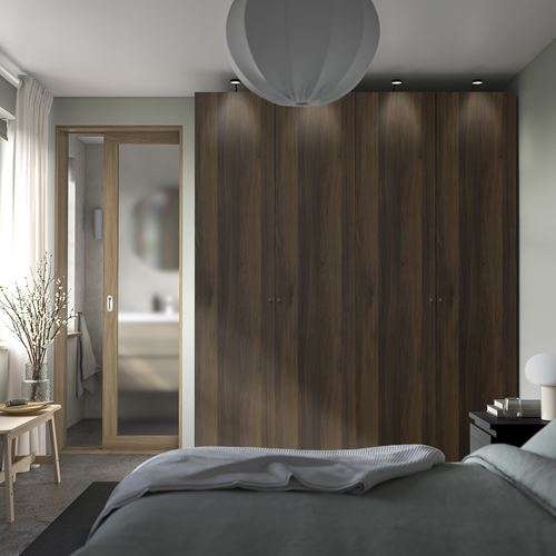 PAX/STORKLINTA PAX gardırop, koyu gri-koyu kahve boyalı meşe görünümlü, 200x66x236 cm