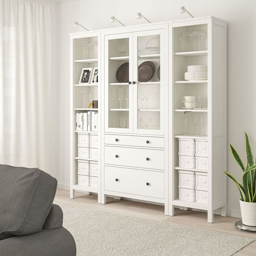 HEMNES vitrin, beyaz vernik, 188x197 cm