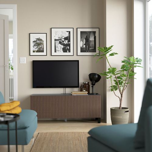 BESTÅ tv sehpası, venge-kahverengi meşe kaplama, 120x42x48 cm, BJORKOVIKEN