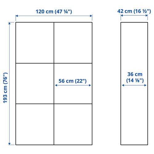 BESTÅ dolap kombinasyonu, venge-siyah-şeffaf cam, 120x42x193 cm, SELSVIKEN/GLASSVIK