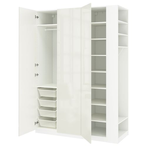 PAX/FARDAL PAX gardırop, beyaz-parlak cila, 170x60x236 cm