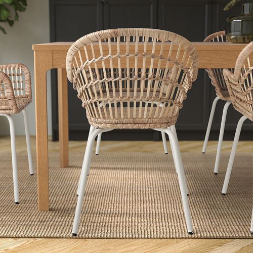 NILSOVE rattan sandalye, rattan-beyaz, Mindersiz