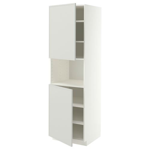 METOD mikrodalga fırın boy dolabı, ASPUDDEN açık gri, 60x60x200 cm, 2 kapaklı ve 6 raflı