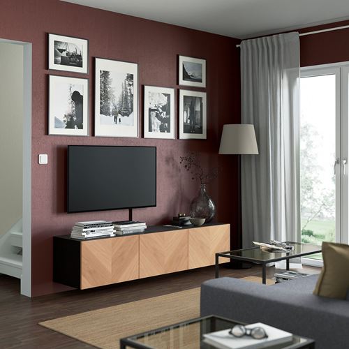 BESTÅ tv sehpası, venge-meşe kaplama, 180x42x38 cm, HEDEVIKEN