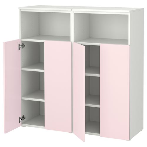 PLATSA/SMÅSTAD çocuk dolap kombinasyonu, beyaz-uçuk pembe, 120x42x123 cm