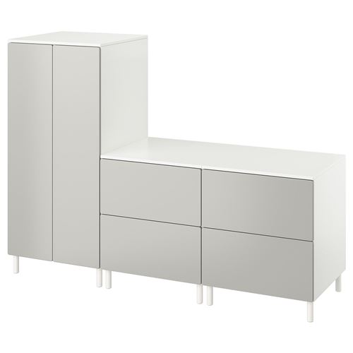 PLATSA/SMÅSTAD çocuk dolap kombinasyonu, beyaz-gri, 180x57x133 cm