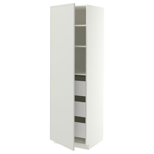 METOD/MAXIMERA mutfak boy dolabı, ASPUDDEN açık gri, 60x60x200 cm, 1 kapaklı, 3 çekmeceli ve 2 raflı