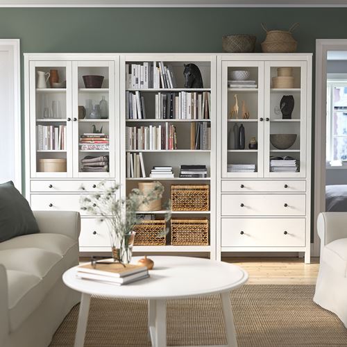 HEMNES vitrin, beyaz vernik, 270x197 cm