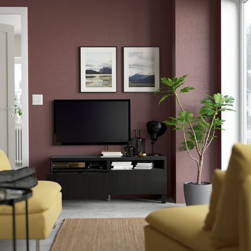 BESTÅ tv sehpası, venge, 120x42x48 cm, LAPPVIKEN, çıt çıt raylı