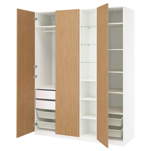 PAX/STORKLINTA PAX gardırop, beyaz-meşe görünümlü, 185x60x236 cm