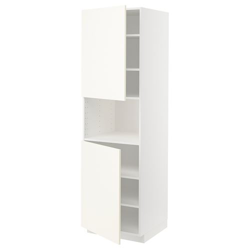 METOD mikrodalga fırın boy dolabı, VALLSTENA beyaz, 60x60x200 cm, 2 kapaklı ve 6 raflı