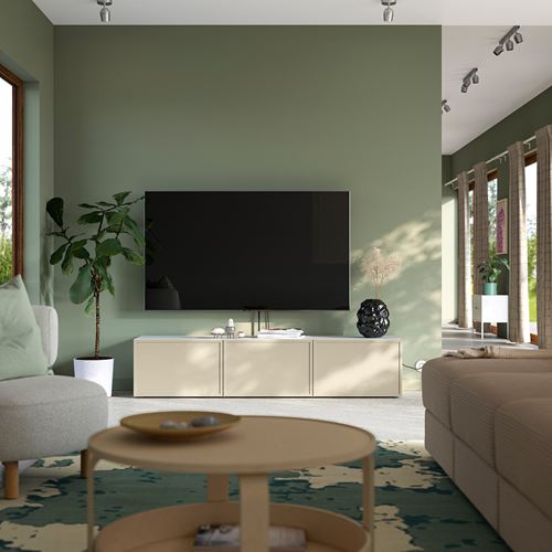 BESTÅ tv sehpası, beyaz-bej, 180x42x38 cm, KRUKMAKARE