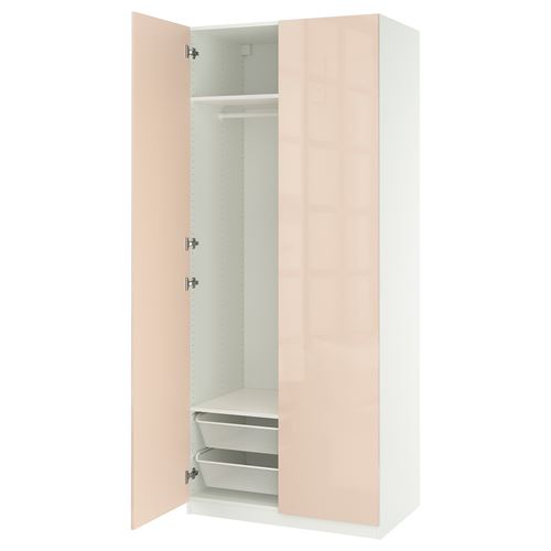 PAX/FARDAL PAX gardırop, beyaz-parlak cila açık turuncu, 100x60x236 cm