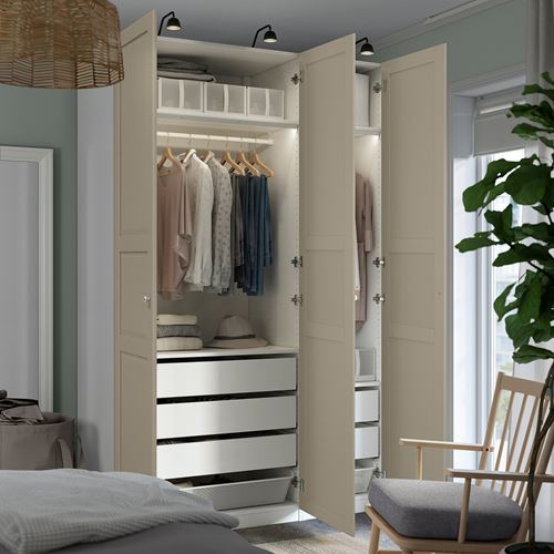 PAX/TYSSEDAL PAX gardırop, beyaz-gri-bej, 150x60x236 cm