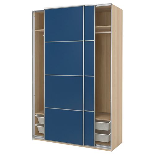 PAX/MEHAMN PAX sürgü kapaklı gardırop, ceviz-mavi, 150x66x236 cm