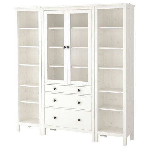 HEMNES vitrin, beyaz vernik, 188x197 cm