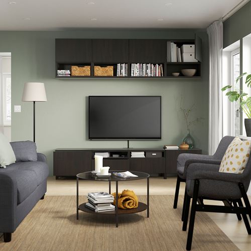BESTÅ tv ünitesi, venge, 240x42x230 cm, LAPPVIKEN, fren raylı