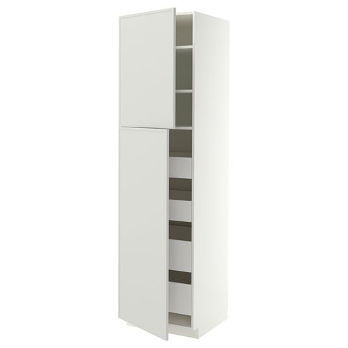 METOD/MAXIMERA mutfak boy dolabı, ASPUDDEN açık gri, 60x60x220 cm, 2 kapaklı ve 4 çekmeceli