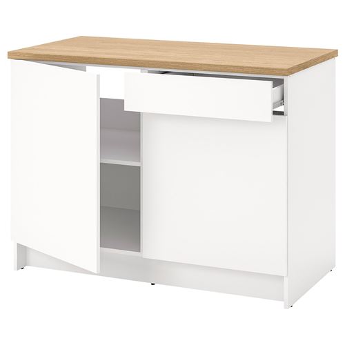 KNOXHULT çekmeceli ve kapaklı alt dolap, beyaz, 120 cm