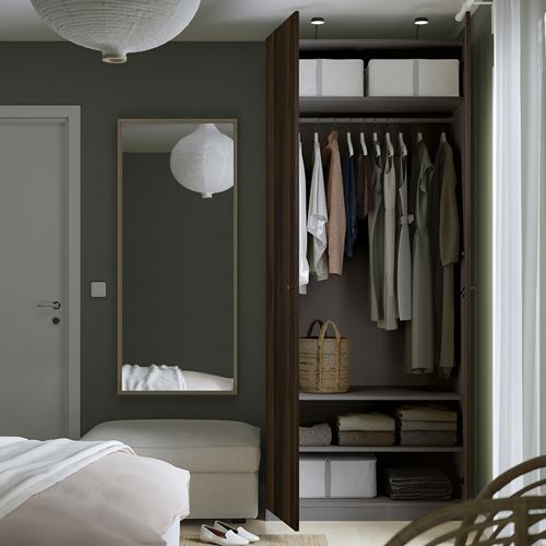PAX/STORKLINTA PAX gardırop, koyu gri-koyu kahve boyalı meşe görünümlü, 100x60x236 cm