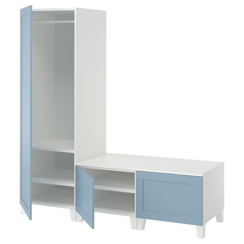 PLATSA/SANNIDAL PLATSA gardırop, beyaz-mavi, 180x57x191 cm