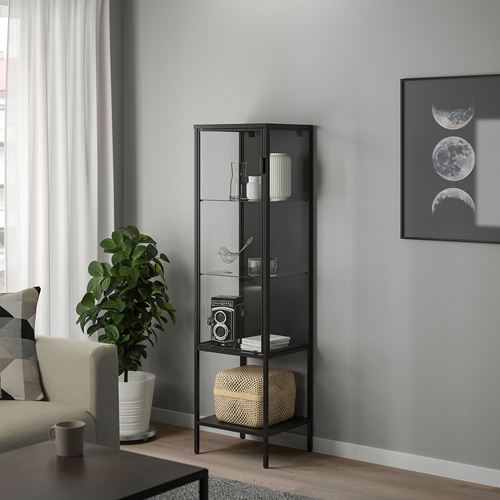 RUDSTA cam vitrin, antrasit, 42x37x155 cm
