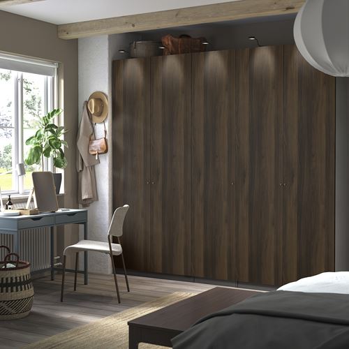 PAX/STORKLINTA PAX gardırop, koyu gri-koyu kahve boyalı meşe görünümlü, 250x60x236 cm