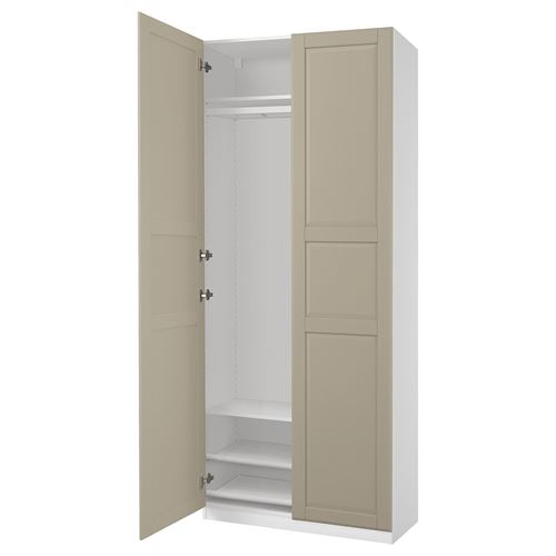 PAX/TYSSEDAL PAX gardırop, beyaz-gri-bej, 100x38x236 cm