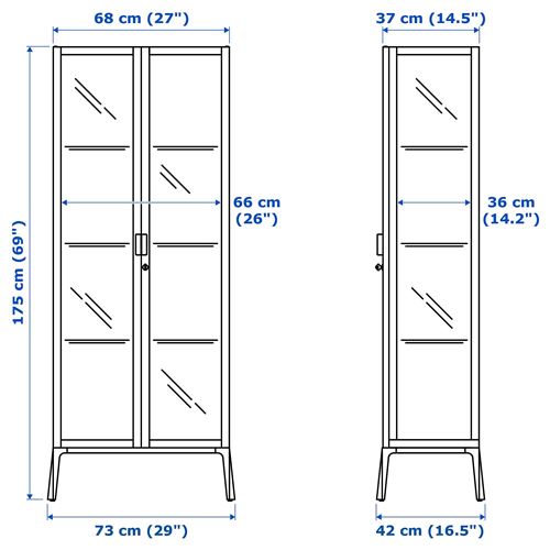 MILSBO cam vitrin, beyaz, 73x175 cm