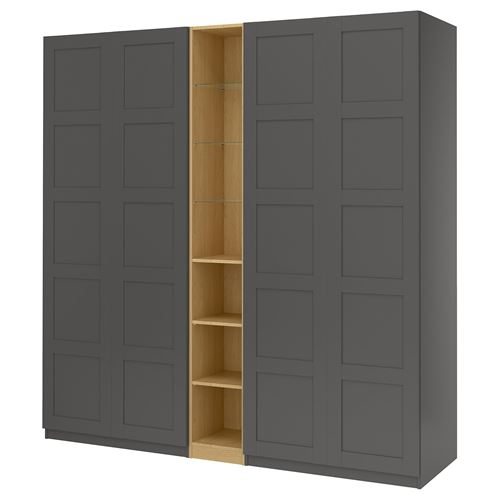 PAX/BERGSBO PAX gardırop, koyu gri-meşe görünümlü, 235x60x236 cm
