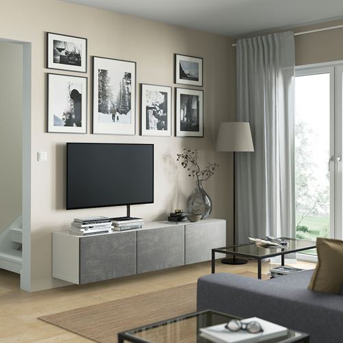 BESTÅ tv sehpası, beyaz-koyu gri, 180x42x38 cm, KALLVIKEN