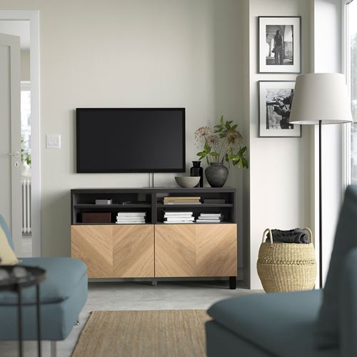 BESTÅ tv sehpası, venge-meşe kaplama, 120x42x74 cm, HEDEVIKEN