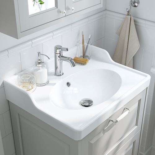 TÄNNFORSEN/RUTSJÖN lavabo dolabı kombinasyonu, beyaz, 62x49x74 cm, HAMNSKAR batarya