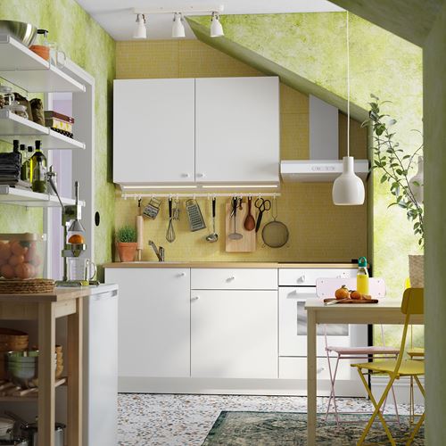 KNOXHULT mutfak dolabı kombinasyonu, beyaz, 180x61x220 cm, LAGAN batarya