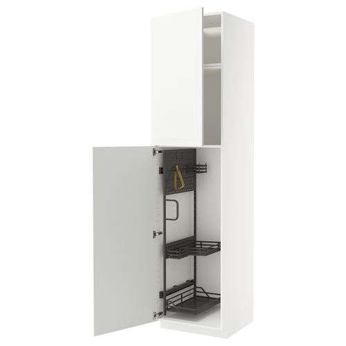 METOD temizlik dolabı, STENSUND beyaz-koyu gri, 60x60x240 cm, 2 kapaklı ve 1 üst dolaplı