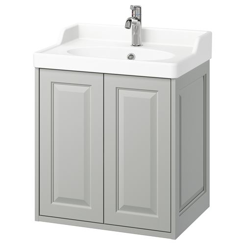 TÄNNFORSEN/RUTSJÖN lavabo dolabı kombinasyonu, açık gri, 62x49x74 cm, VOXNAN batarya