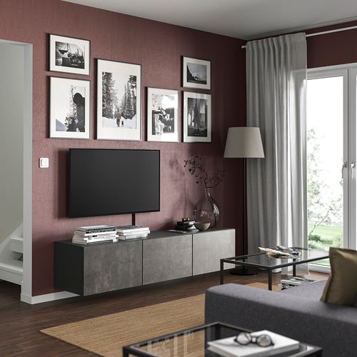 BESTÅ tv sehpası, koyu gri, 180x42x38 cm, KALLVIKEN