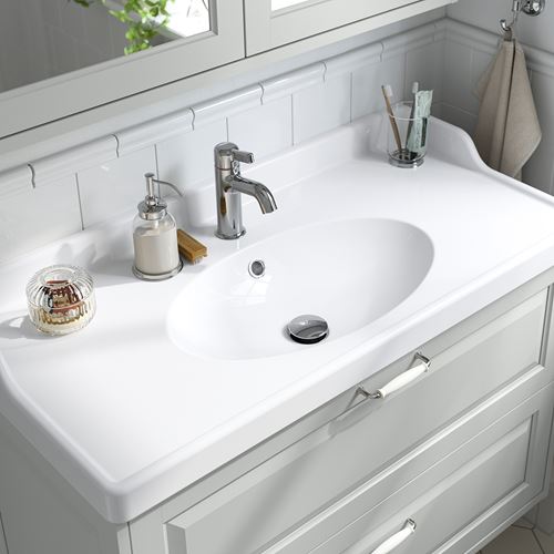 TÄNNFORSEN/RUTSJÖN lavabo dolabı kombinasyonu, beyaz, 102x49x74 cm, HAMNSKAR batarya