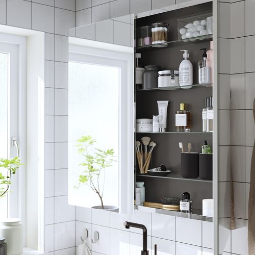 LETTAN banyo duvar dolabı, renksiz, 100x15x95 cm, 2 ayna kapaklı
