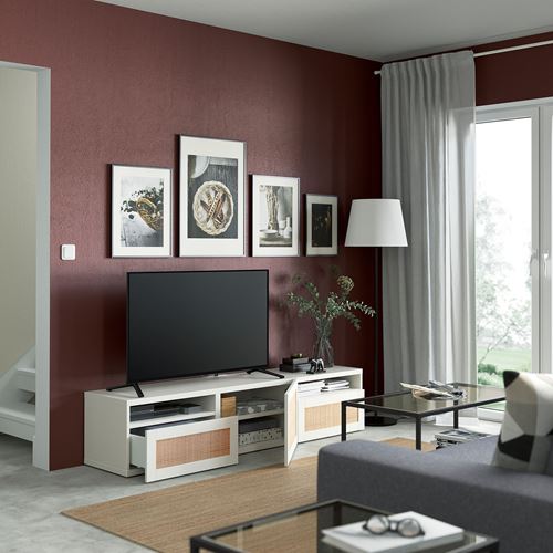 BESTÅ tv sehpası, beyaz-kahverengi, 180x42x39 cm, STUDSVIKEN