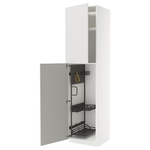 METOD temizlik dolabı, RINGHULT açık gri-koyu gri, 60x60x240 cm, 2 kapaklı ve 1 üst dolaplı