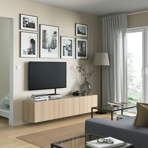 BESTÅ tv sehpası, ağartılmış meşe görünümlü, 180x42x38 cm, LAPPVIKEN