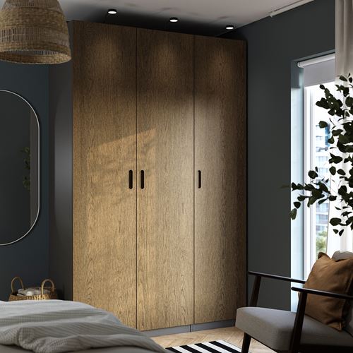 PAX/TONSTAD PAX gardırop, koyu gri-kahverengi meşe kaplama, 150x60x236 cm