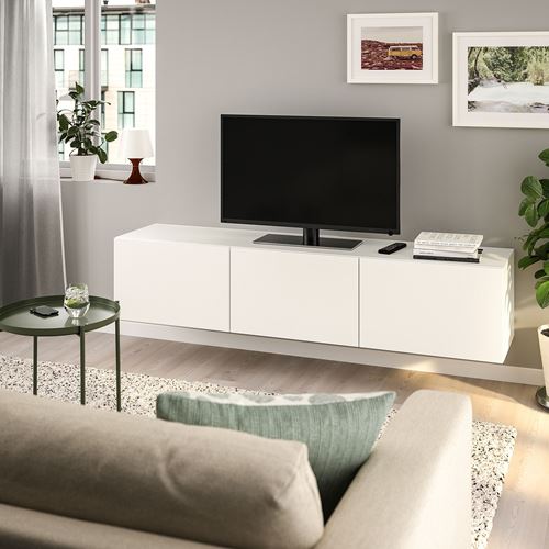 BESTÅ tv sehpası, beyaz, 180x42x38 cm, LAPPVIKEN